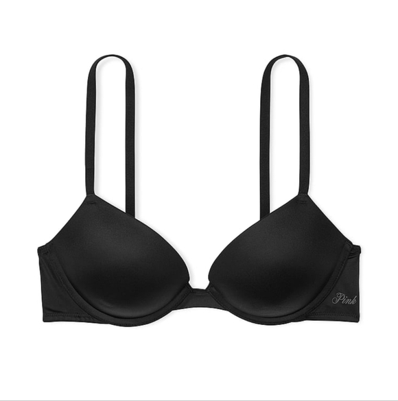 (2) VS PINK Super Push Up Bras Sz 38DD Praline & Black LIKE NEW Lot Bundle 38E - Picture 3 of 7